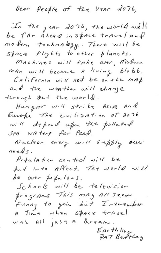 Illustration for article titled Letters to the Year 2076 (from high schoolers in the Year 1976)